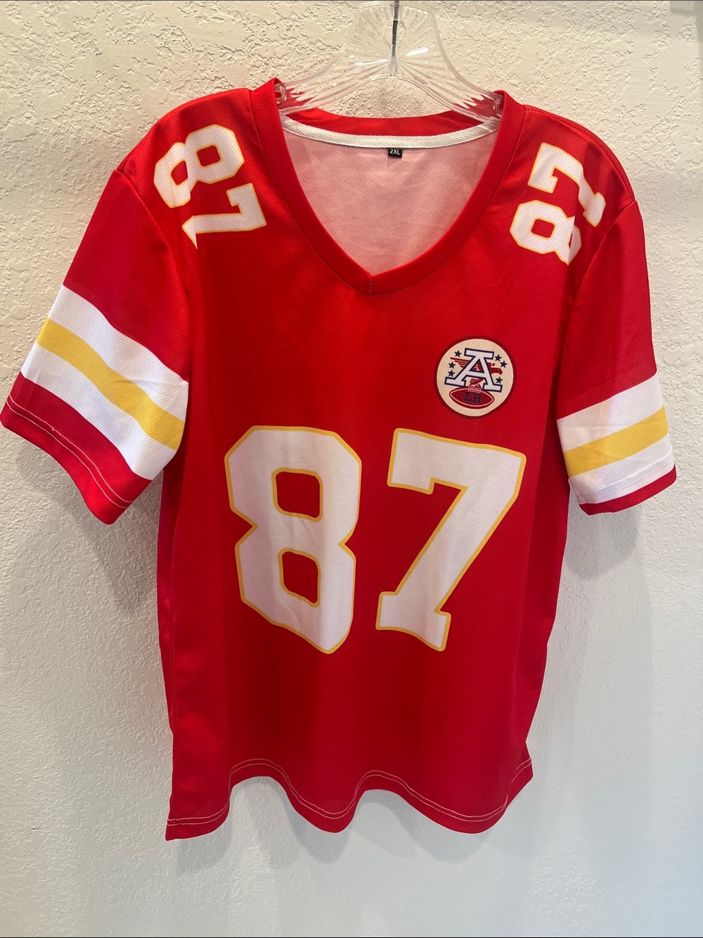 Women or men Red Athletic Jersey Tee with Number 87